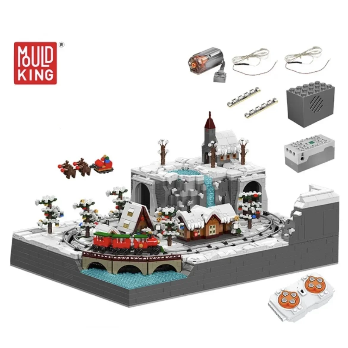 Mould King 12029 Christmas Train Wonderland Building Blocks DIY Assemble Train Station Rail Bricks Toys Kids Christmas Gifts