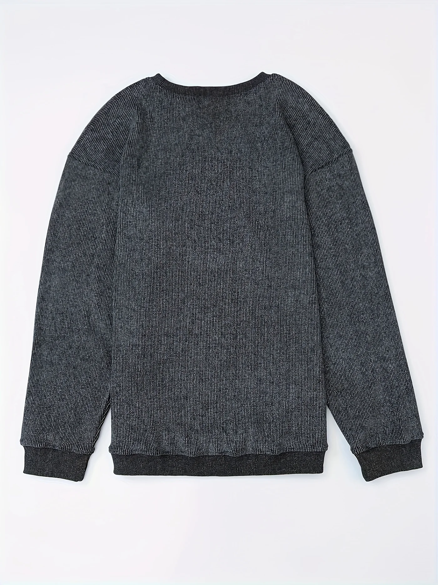 Women's rib-knit pullover sport shirt, casual long-sleeve round-neck sport shirt