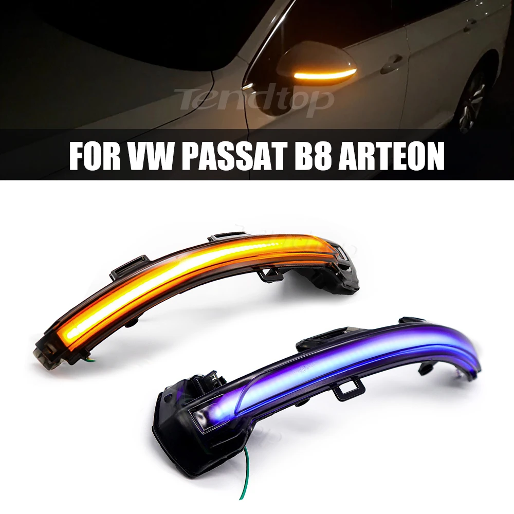 2Pcs For VW Golf MK8 Passat B8 2015-2020 For Arteon LED Flashing Dynamic Turn Signal Light Side Mirror Indicator Lamp