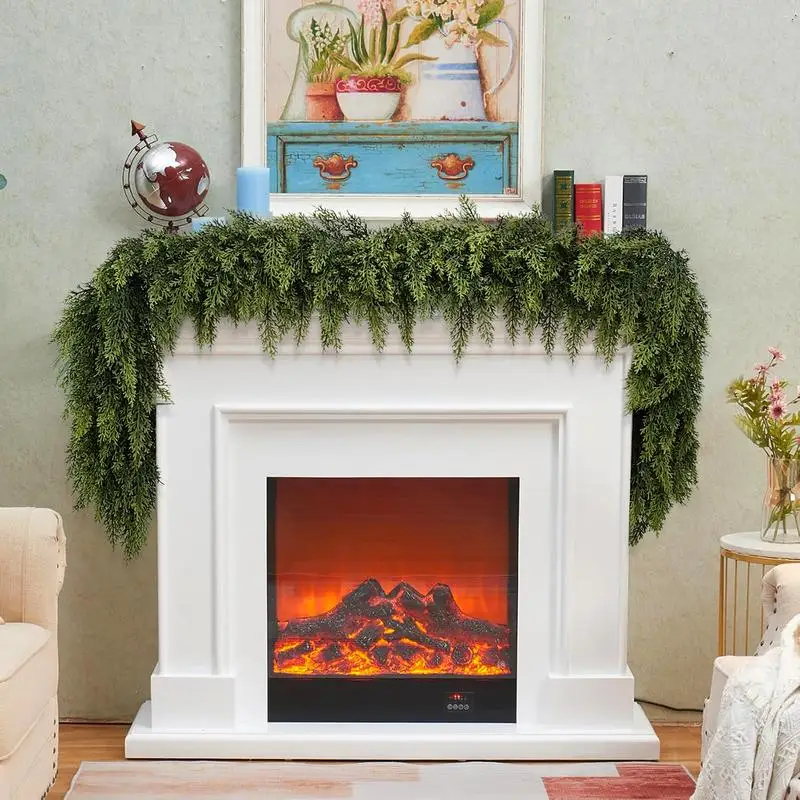 

6 футов настоящая сенсорная рождественская гирлянда из искусственного кедра, 2 упаковки зеленой сосны для внутреннего и наружного настенного котла, праздничного декора