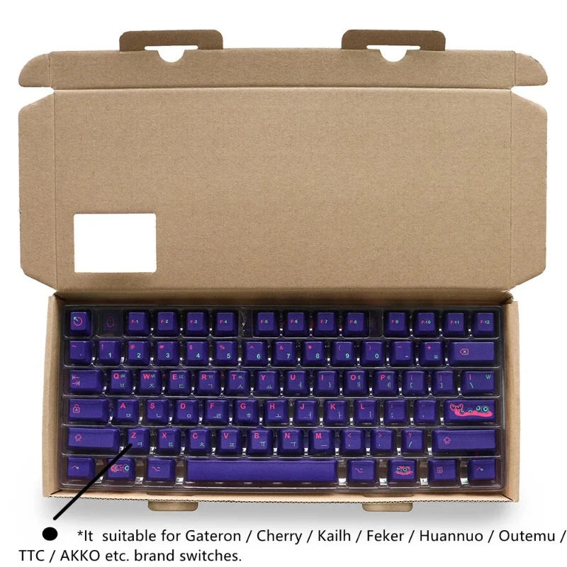 

Korean PurpleTheme Keycap Cherry Profile Durable PBT 130 Keys Dye Sub Keycaps for Mx Switch 61/64/68/104/108 Mechanical Keyboard