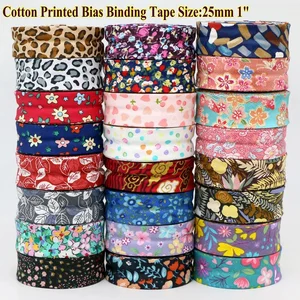Baumwollbiasklebeband mit beeindruckten Blüten, Twill -Bindungsband, DIY -Nähkantentuchmaterial, 25 mm, 1 11 Hauptverkäufe Baumwollbias - №9