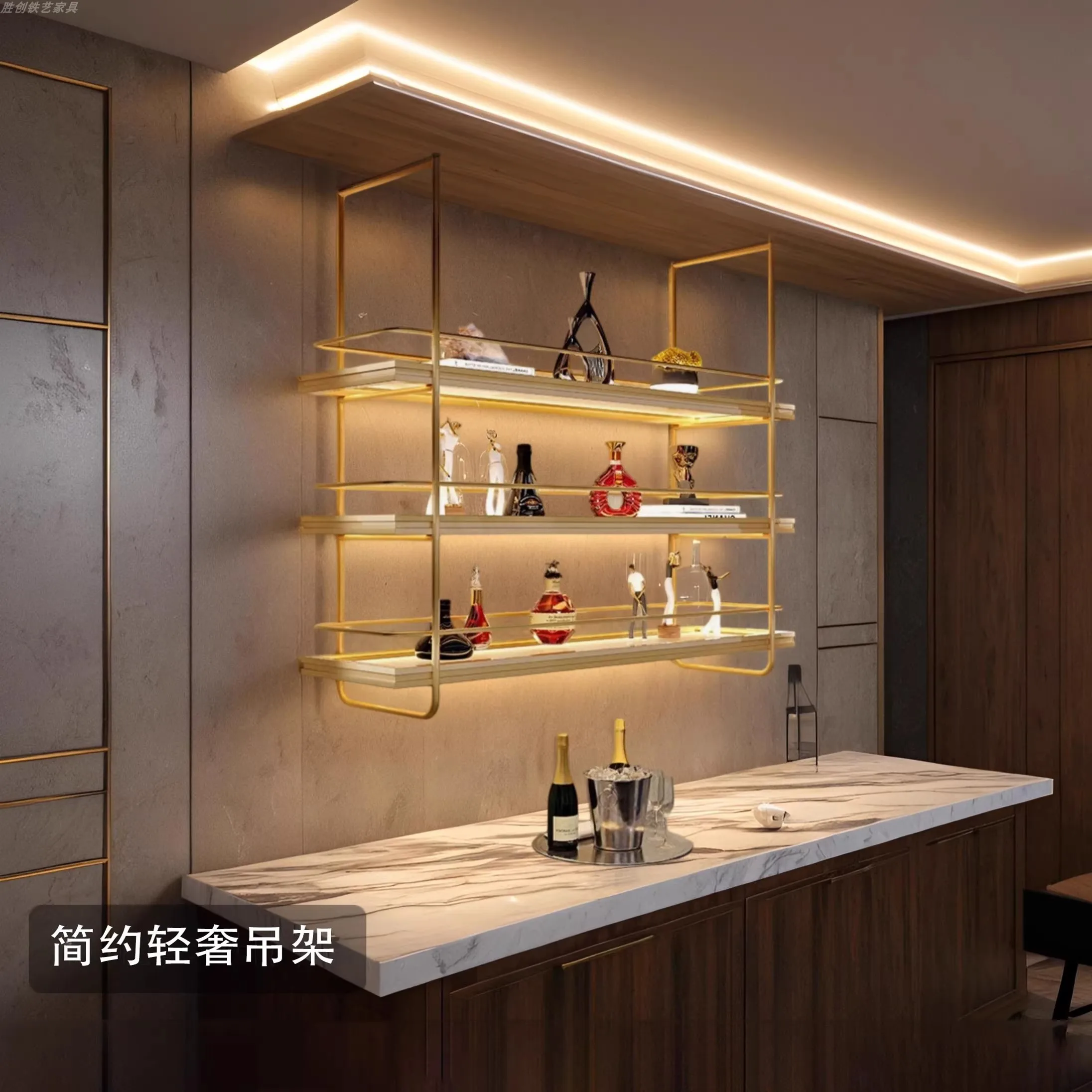 

Bar Bar Wine Rack Hanging Cabinet Restaurant Private Room Wall Hanging Rack Hanging Wine Cabinet Wine Display Stand Wrought Iron