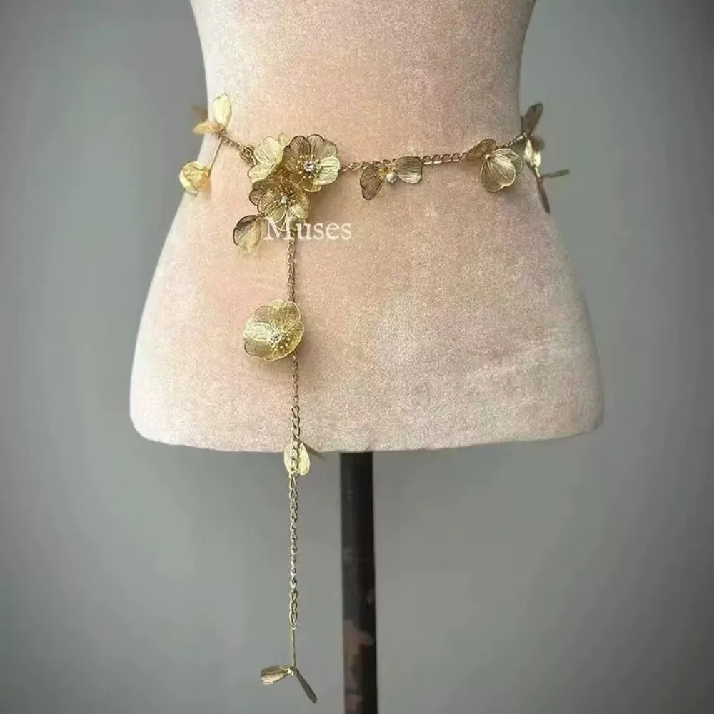 8681 Multilayer Flower Pearl Waist Chain Boho Belly Chains For Women Girls Amazon.com: Simple Flower Pendant Waist Chain Belt Bikini  main image 4