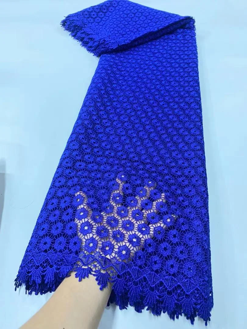 

Hot Sell Blue Nigerian Lace Fabric Cotton African Brocade Lace Fabric 2024 High Quality Guipure Cord Lace Fabric for Party JL404