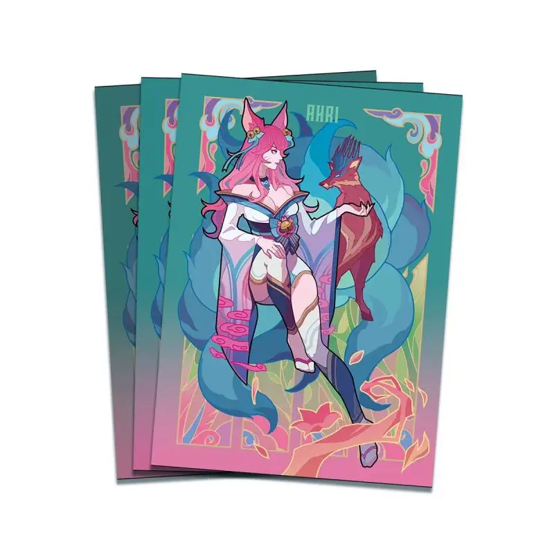 Runas campo de batalha mestre yi ahri filha do vazio kai'sa cartão manga tcg anime jogo coleção cartão capa protetora 66*92mm