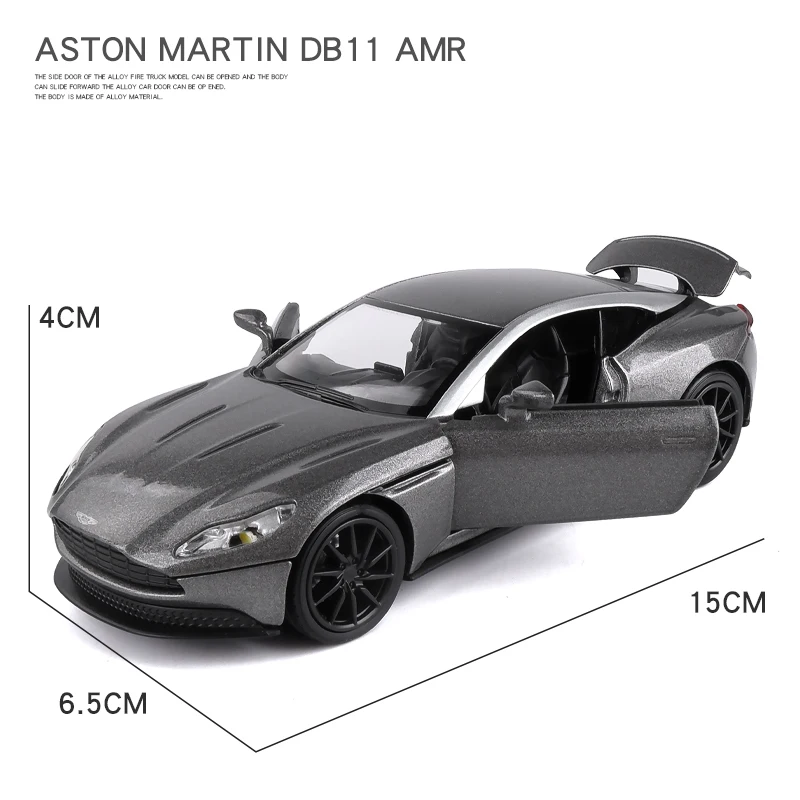 1:32 Aston Martin DB11 Metal Toy Cars Diecast Scale Model Kids Present With Pull Back Function Music Light Openable Door