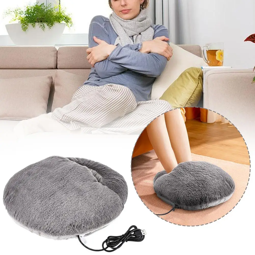 

USB Plug-In Foot Massager Warmer - Detachable Washable, Waterless Explosion-Proof, Rabbit Hair Heating Foot Soothing Device