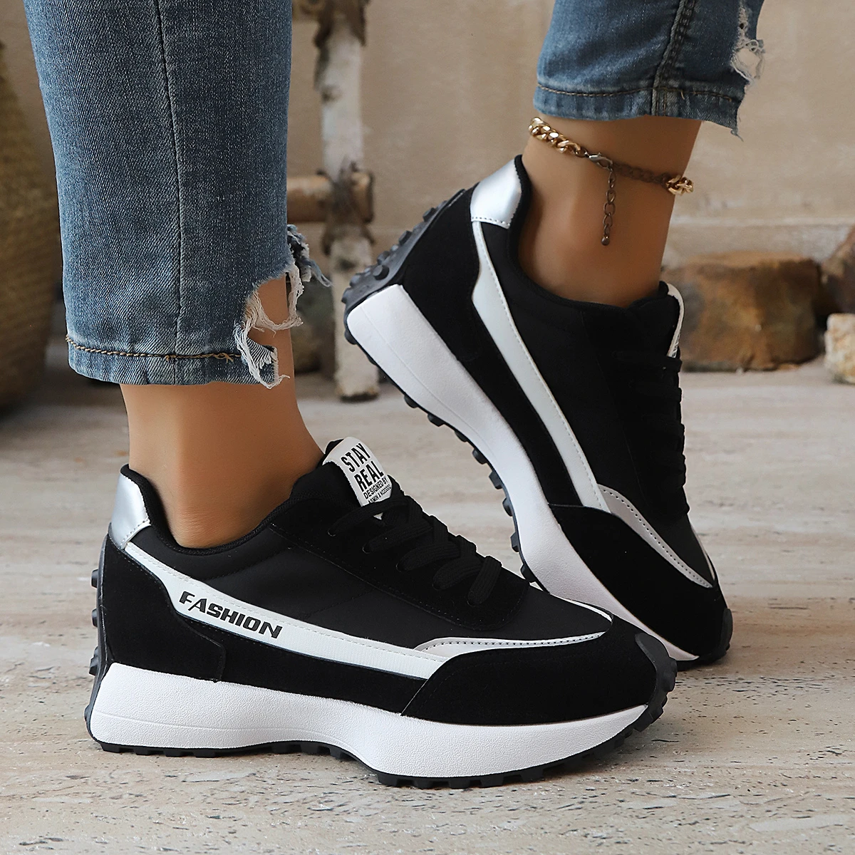 Damen-Sneaker 2026 Neue Lässige Vielseitige Dicksohlige Laufschuhe Damen Modische Hochwertige Luxus-Schnürschuhe Damen