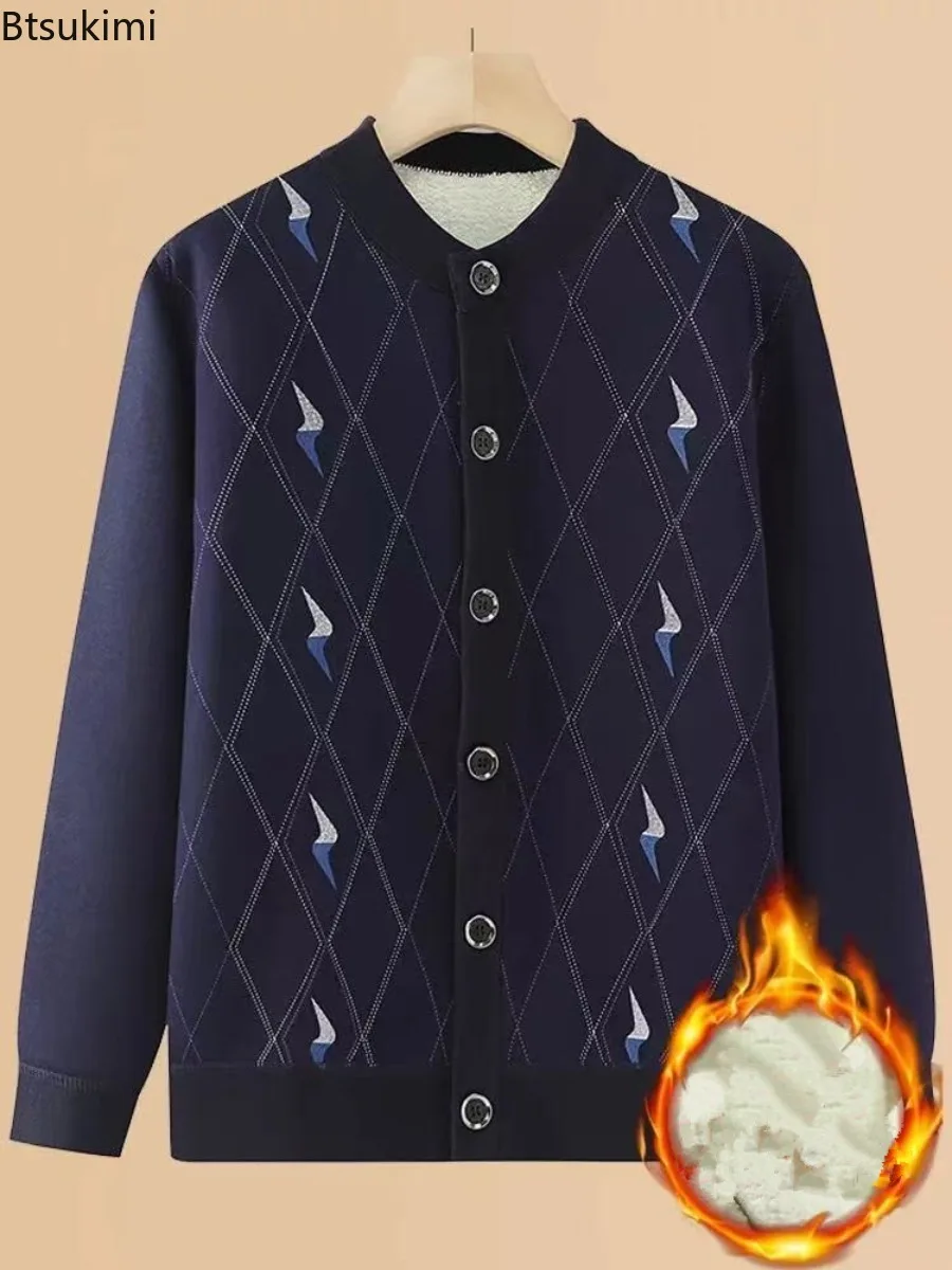 الرجال الموضة في منتصف العمر معاطف الكشمير الخريف والشتاء رشاقته الدافئة فضفاض جاكيتات للرجال الجولة الرقبة ملابس خارجية غير رسمية الذكور #3