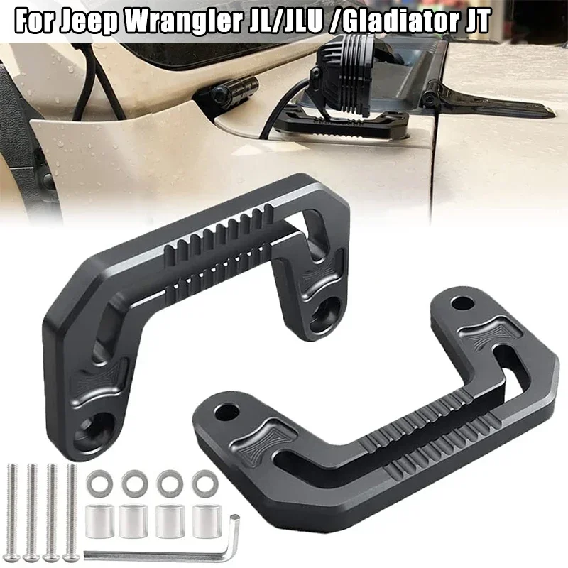 Front Engine Hood Light Mount Brackets Windshield Light Mount Holder for Jeep Wrangler JL/JLU 2018-2021 for Gladiator JT 20-21 