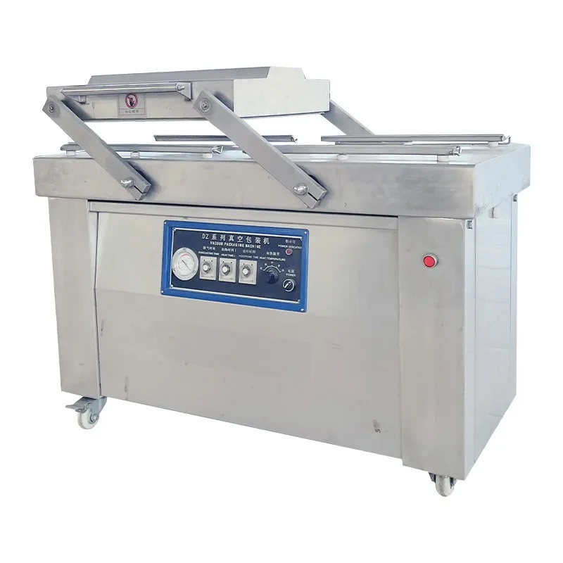 

Roast chicken double chamber vacuum packaging machine, roast meat sausage vacuum sealing equipment