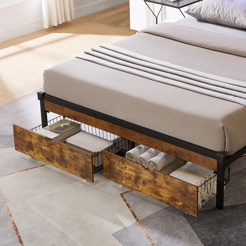 FULL BED DRAWERS The Whole Under Bed Storage Basket Is Made of Metal Iron+MDF Which Is Not Easy To Rust and Durable