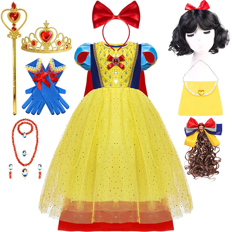 

Christmas Disguised Girl Princess Snow White Dress + Cloak Children's Halloween Cosplay Party Masquerade Performance Costumes