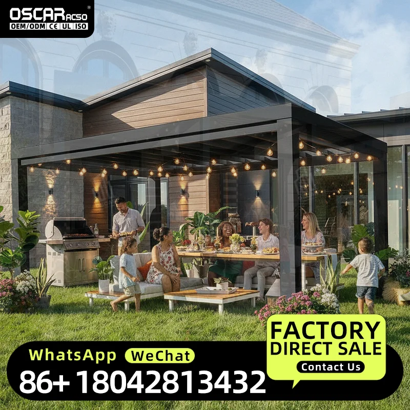 Bioclimatic Waterproof Luxury Outdoor Structure for Balcony Backyard with Screen  Outdoor Shelter in Americas Europe Pergola