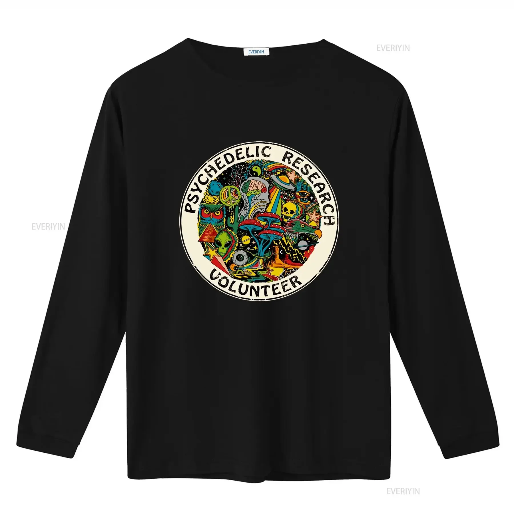 Psychedelic Research Volunteer T Shirt Cool Design for  vintage Washed graphic Soft Versatile fashion Comfortable streetwear