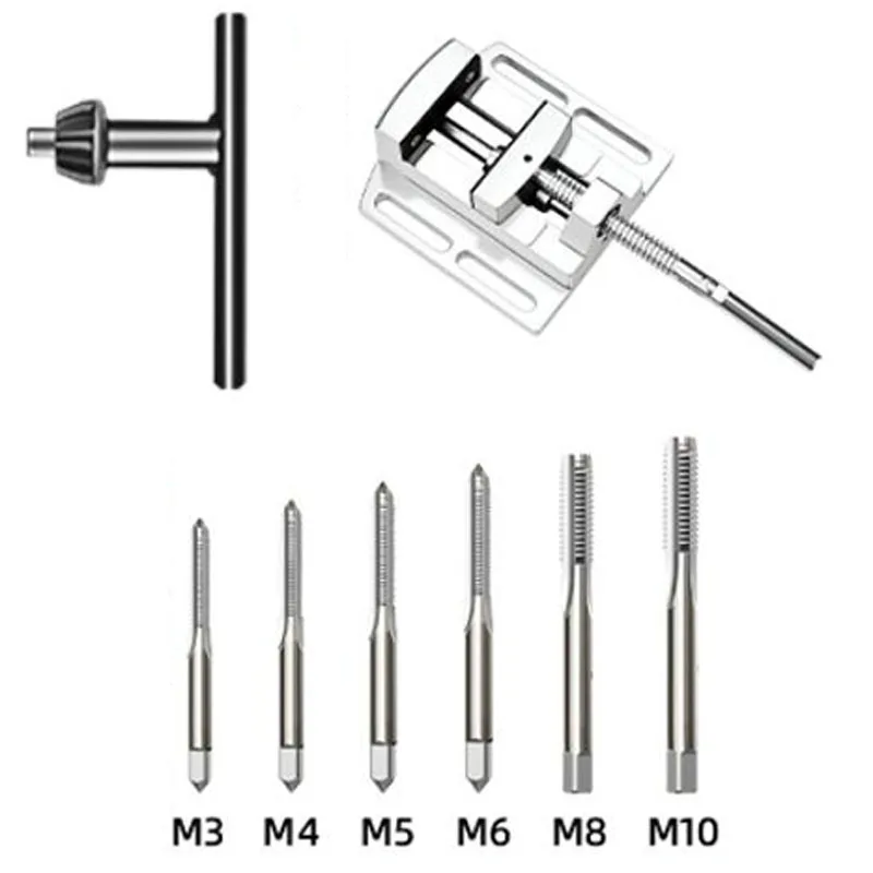 Adjustable Small Benchtop Tapping Tool Set with Tap Wrench, Manual Vertical Tapping Machine Set