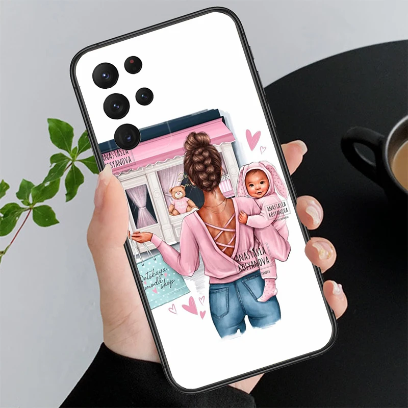 Phone Case for Samsung Galaxy A35 A55 A54 A15 A25 A05s A05 A22 A24 A52 A33 A34 M34 M14 M54 M23 Mom Dad Boy Girl Baby Case