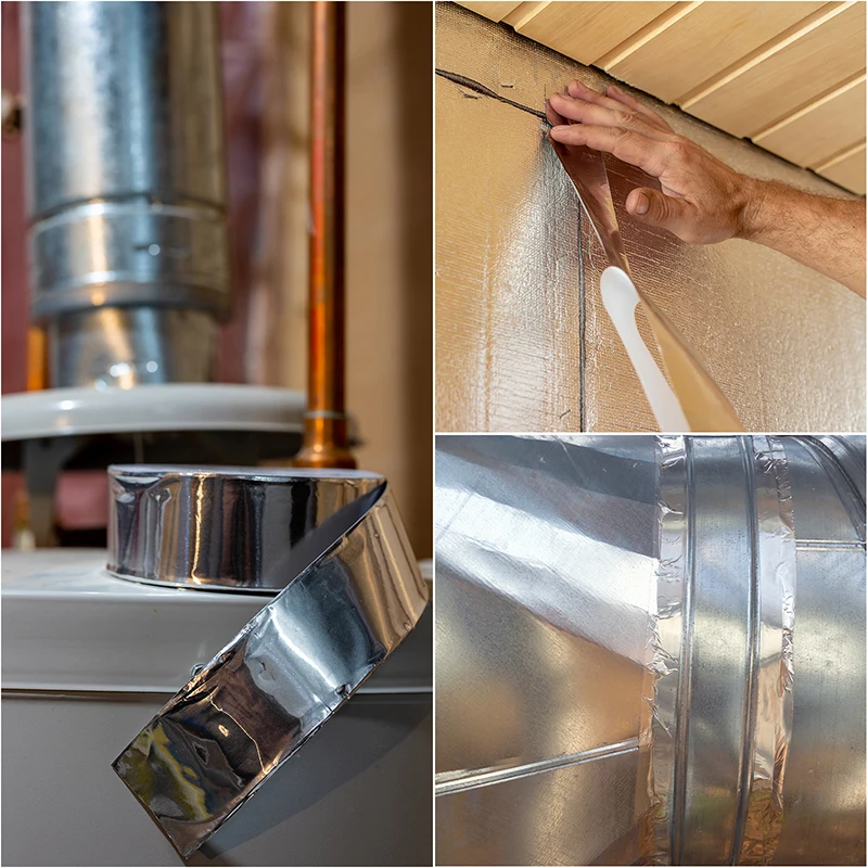 Cinta de papel de aluminio para HVAC y aislamiento, adhesivo fuerte de plata, resistente a altas temperaturas, reparación de Metal, 20m, 1 rollo