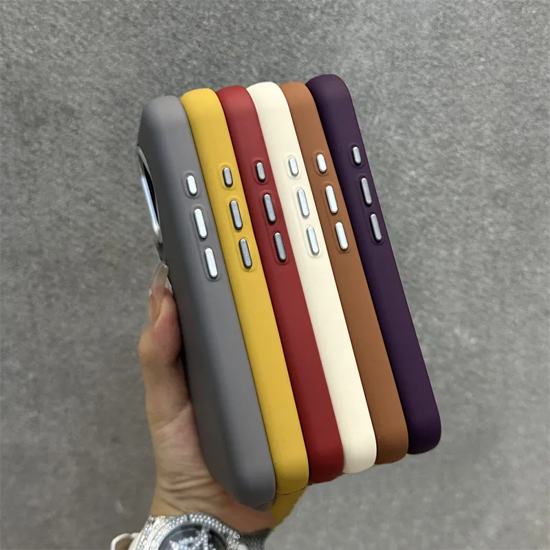 HOCE Leather Texture Phone Case For iPhone 16 Pro Max 15 Pro 14 13 12 Solid Color Frosted Thickened Non-slip Silicone Back Cover