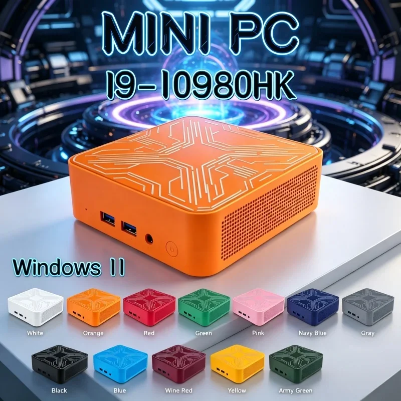 Continuous‑running Core I9 10980HK Portable Mini PC, WiFi6 BT5.2, Dual Gigabit Ports, 4K Multi Display Compact Host for Office