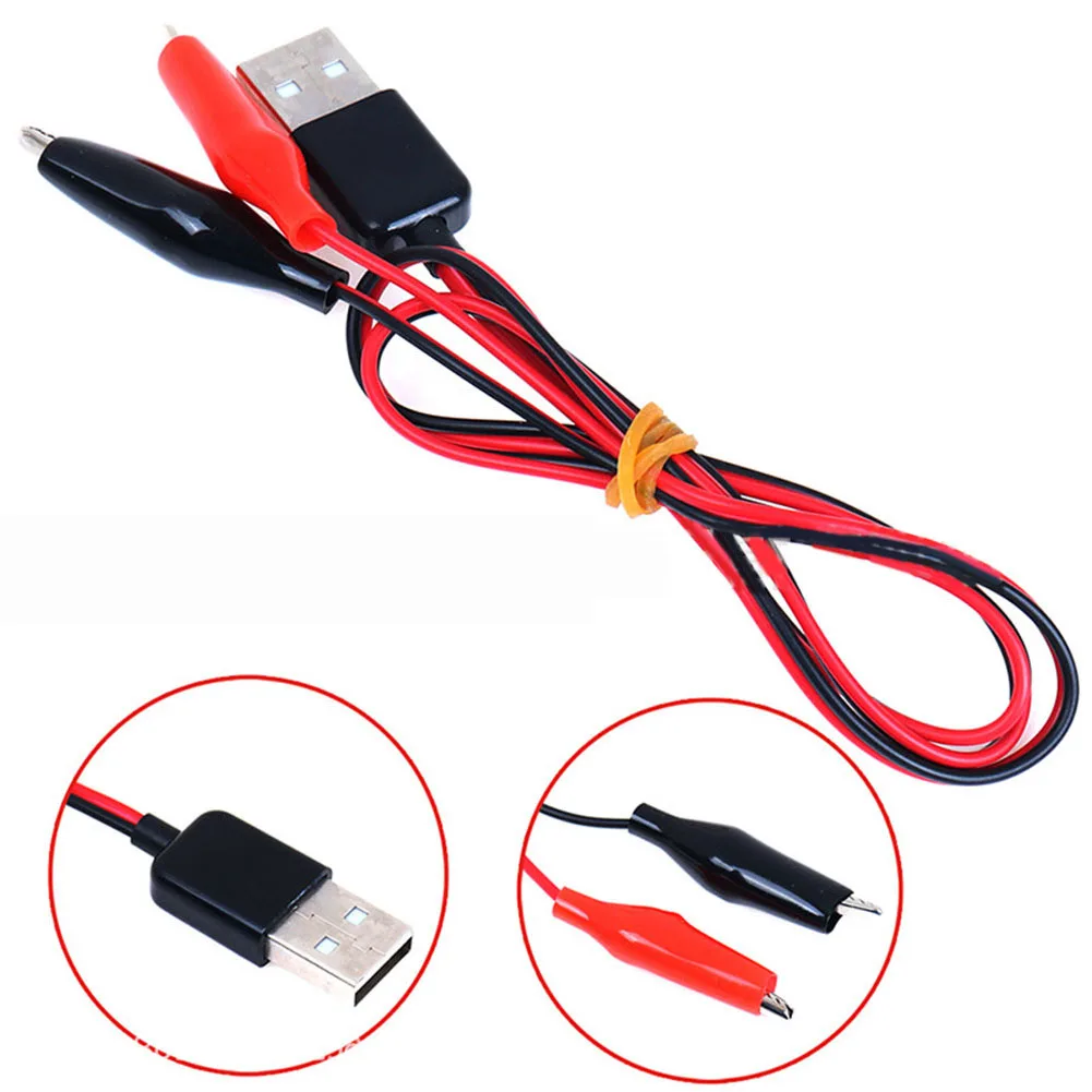 USB A Male To A Female Power Test Cord Featuring For Alligator Clip Terminals For 5V Circuit Testing And Voltmeter Applications