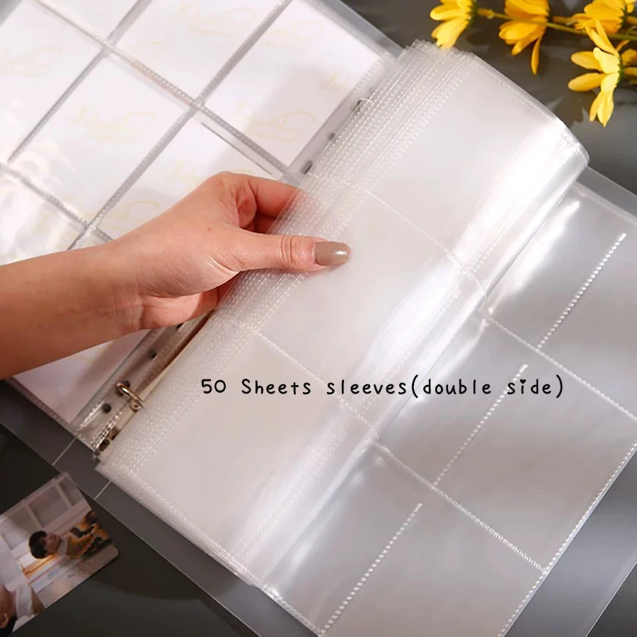 كتاب تخزين بطاقات جيوب مقاس A4، ألبوم صور لجمع الموثق الأسود/الشفاف، مناسب للبطاقات البريدية مقاس 3 بوصات، منظم أوراق الشجر السائبة Ho