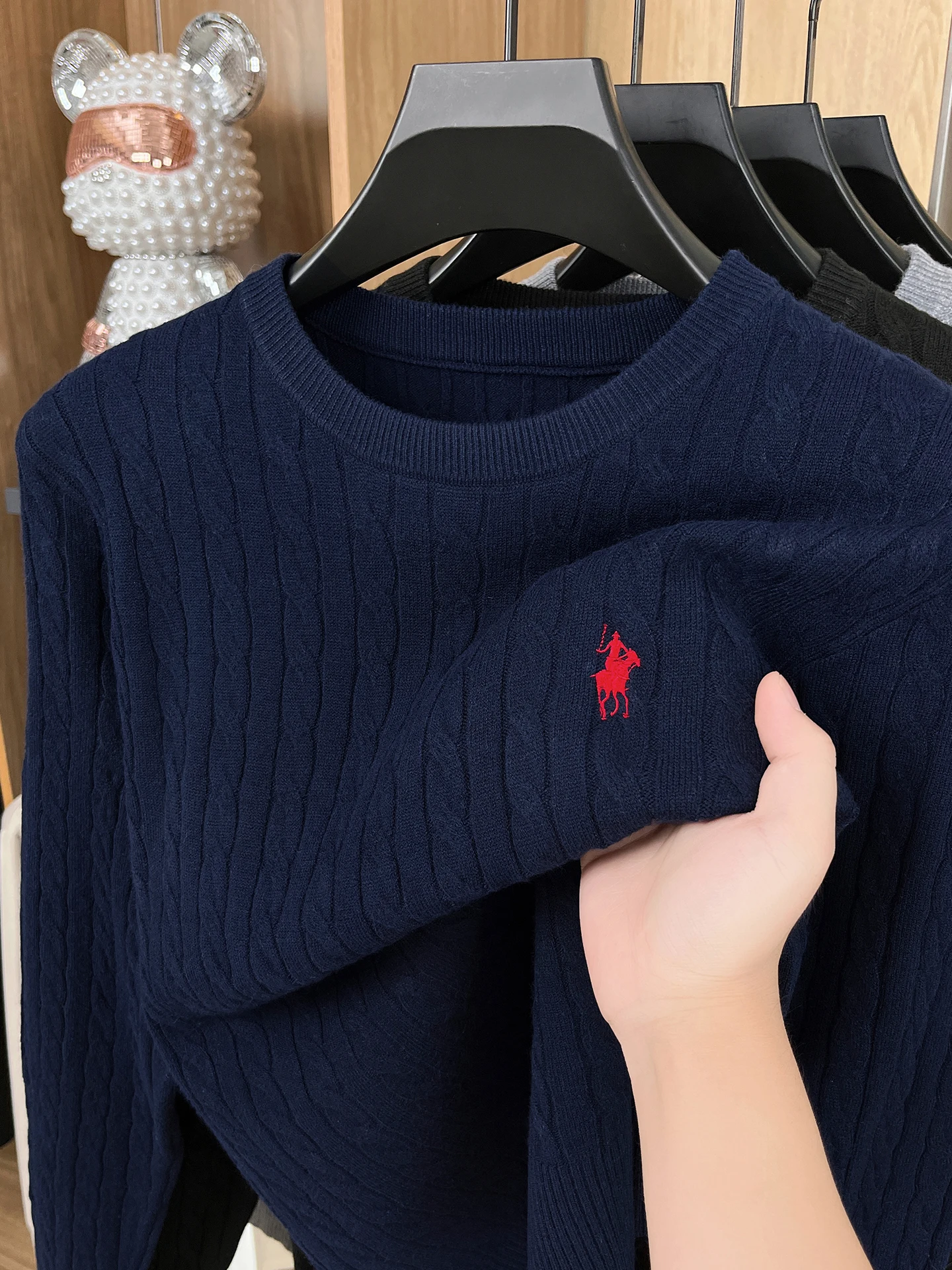 Designer marque poney brodé mode pull hommes classique Paul mode luxe jacquard automne hiver col rond chaud tricot pull