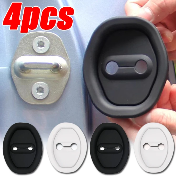 4pcs Universal Car Door Lock Shock Absorbing Cushioning Crash Protection Pad Drop Silicone Doors Locks Latch Cover Accessories