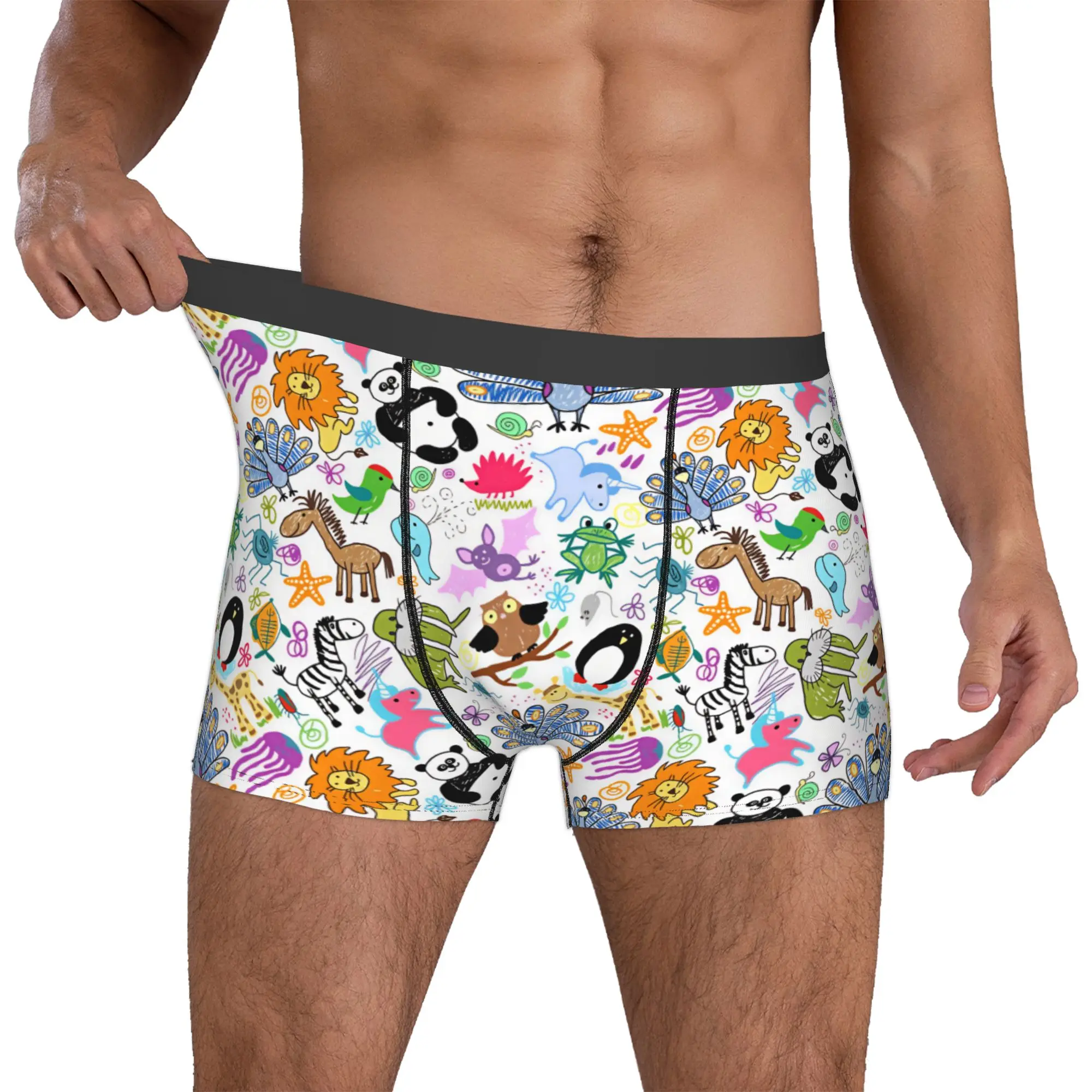 Male Novelty Panda Owl Giraffe Unicorn Underwear Penguin Jellyfish Boxer Briefs Breathable Shorts Panties Underpants