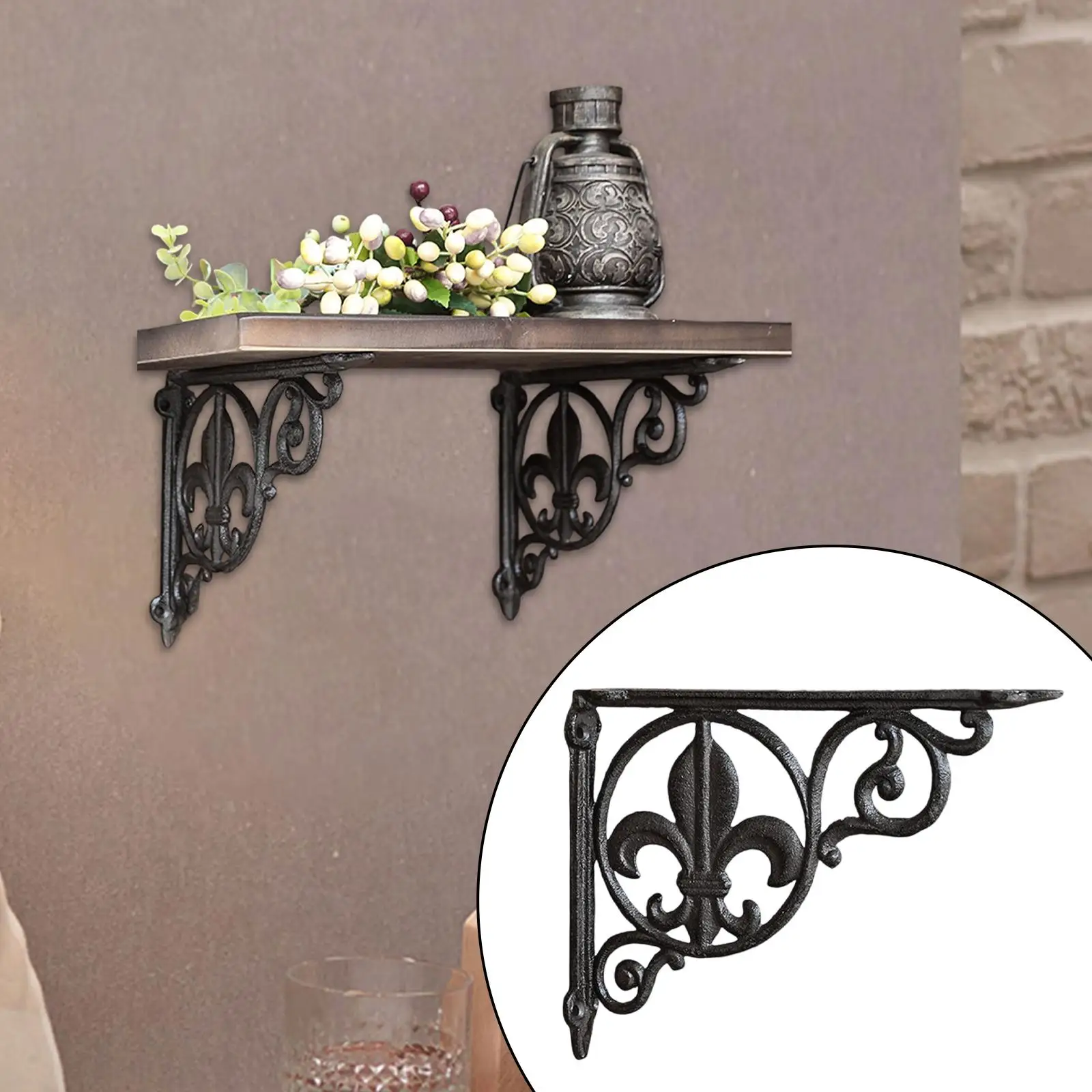 Suporte de prateleira decorativo rústico casa sala de estar suporte de prateleiras de montagem na parede