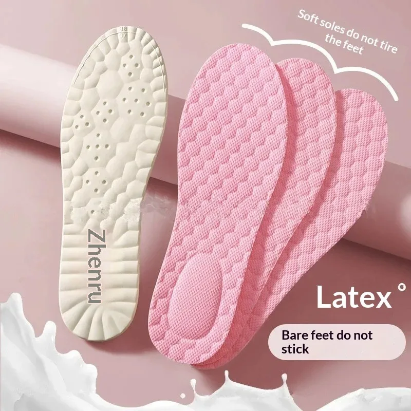 1Pair Summer Ultra Thin Latex Insoles Women Anti Slip Breathable Soft Cushion Sweat Absorbent Deodorant Inserts Flats Sandals