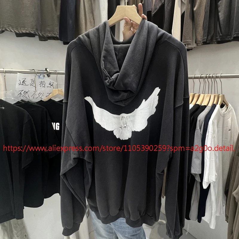 

Real Photo DONDA Hoodie American Streetwear Peace Dove Pattern Print High-quality Kanye West Pullover