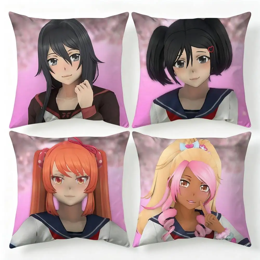 Anime Y-Yandere Simulator Various Sizes Square Pillow Case For Car Home Bedchamber Decor