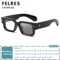 Gafas de lectura cuadradas fotocromáticas a la moda para hombres y mujeres, gafas ópticas graduadas con montura gruesa, gafas de sol grises que cambian de Color