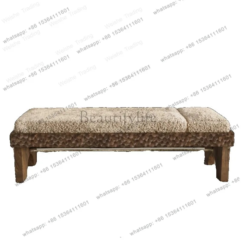 Solid wood sofa stool medieval bench retro wind into the door to change shoes bedroom bedside stool