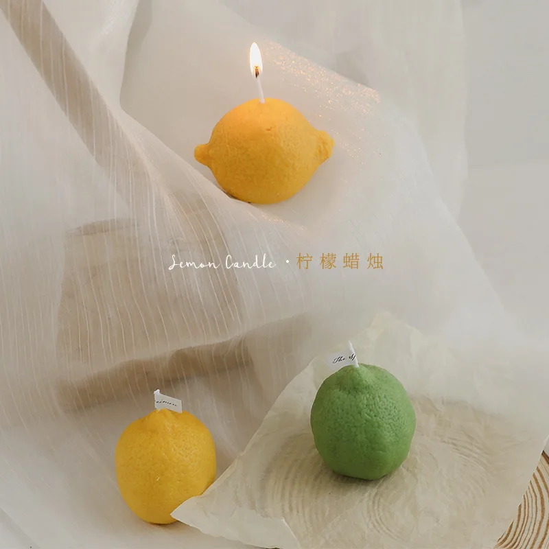 INS Decorative Fragrance Gift Lemon Candle DIY Fragrance Birthday Gift with Hand Gift Imitation Fruit Candle Scented Candles