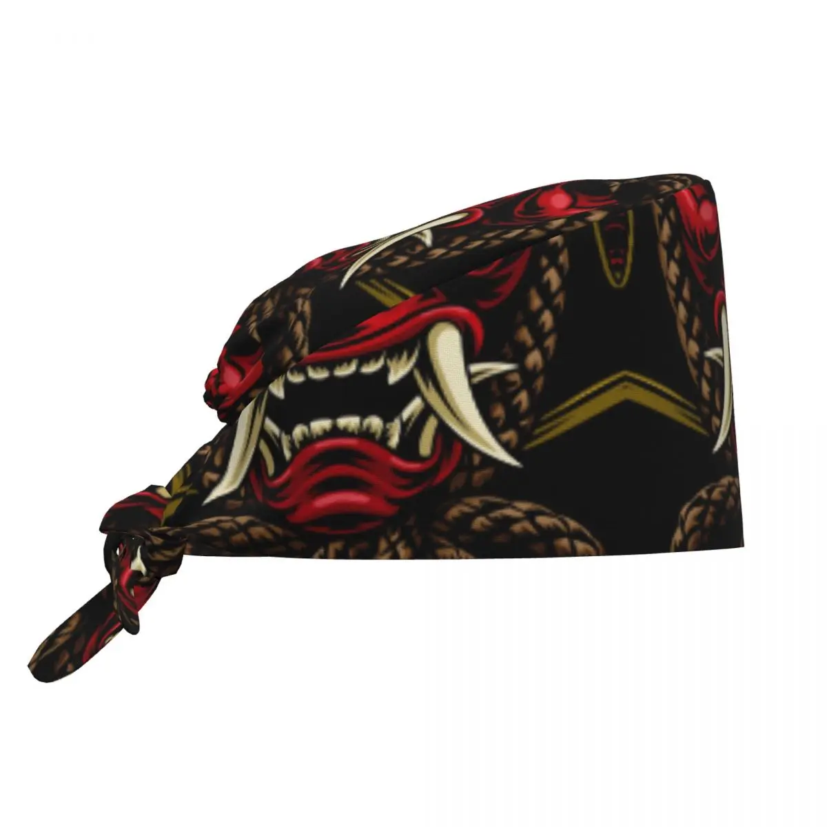 Adjustable Oni Demon Working Hat Women Men Japanese Samurai Ronin Surgical Hat Scrub Nursing Doctor Surgeon Cap for Dentist