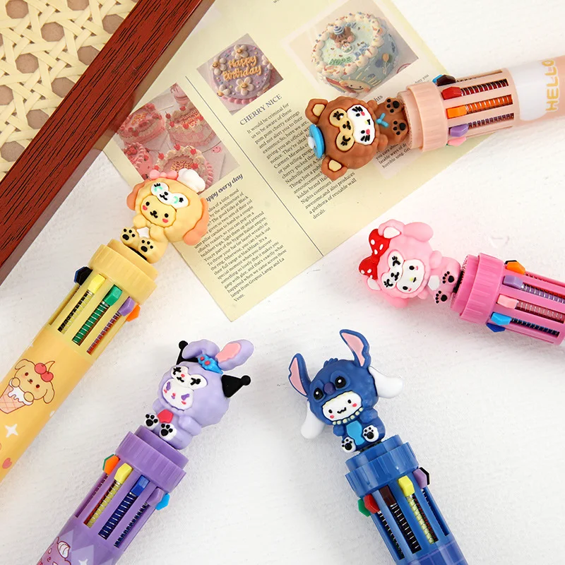 Imagem -04 - Sanrio dos Desenhos Animados Caneta Esferográfica Boneca Kuromi 10 Cores Minha Melodia Bonito Gel Pen Estudante Suprimentos Artigos de Papelaria Atacado 12 Pcs 36 Pcs