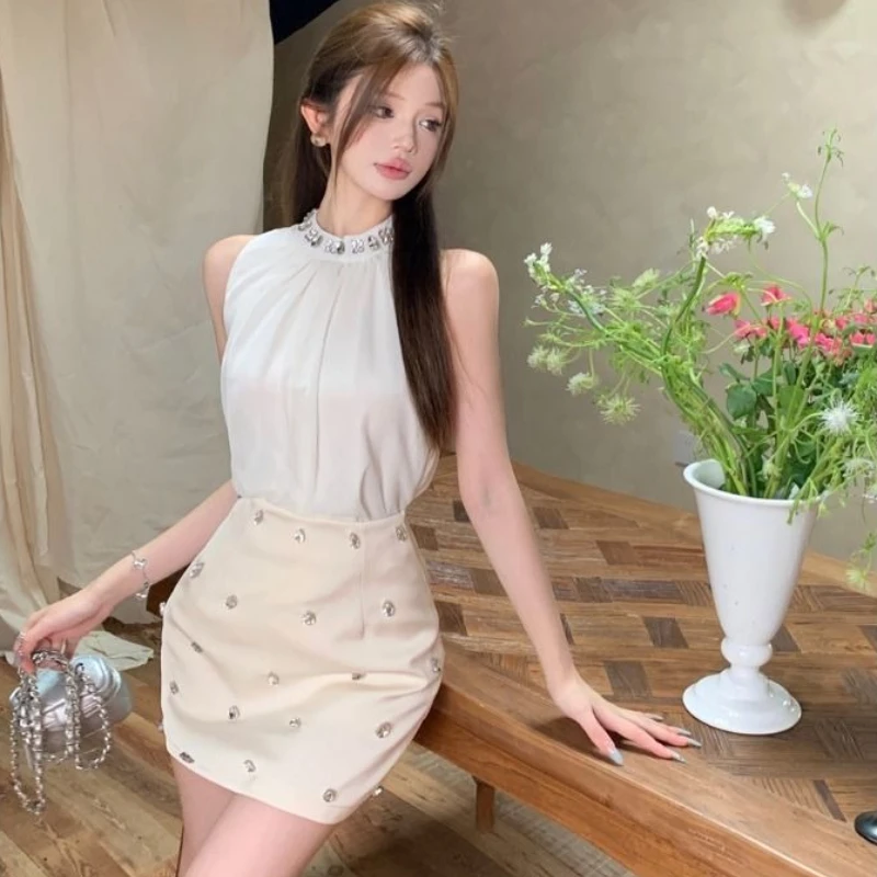 

2 Pieces Skirt Sets for Women Jacket Y2k Clothes Korea Clothing Trend 2025 Full Streetwear Summer Luxury Sleeveless Woman Outfit