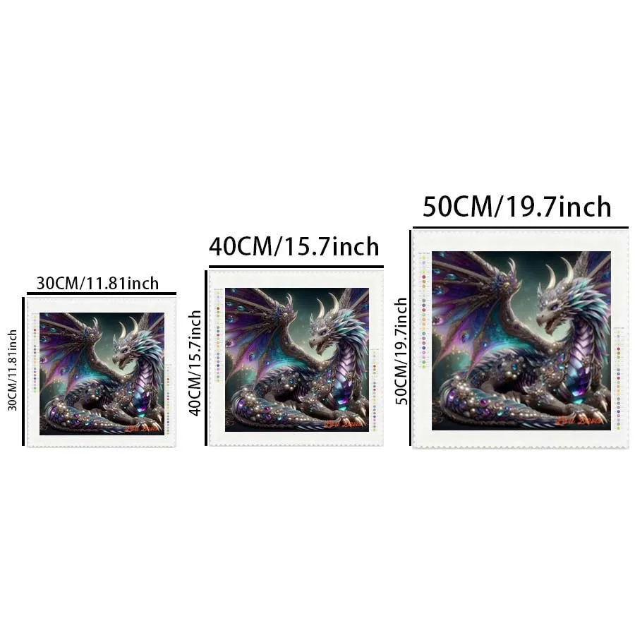 1 piece 5D DIY flocking cloth, special drill, diamond painting kit, dragon, color, pattern mosaic, diamond art view 3