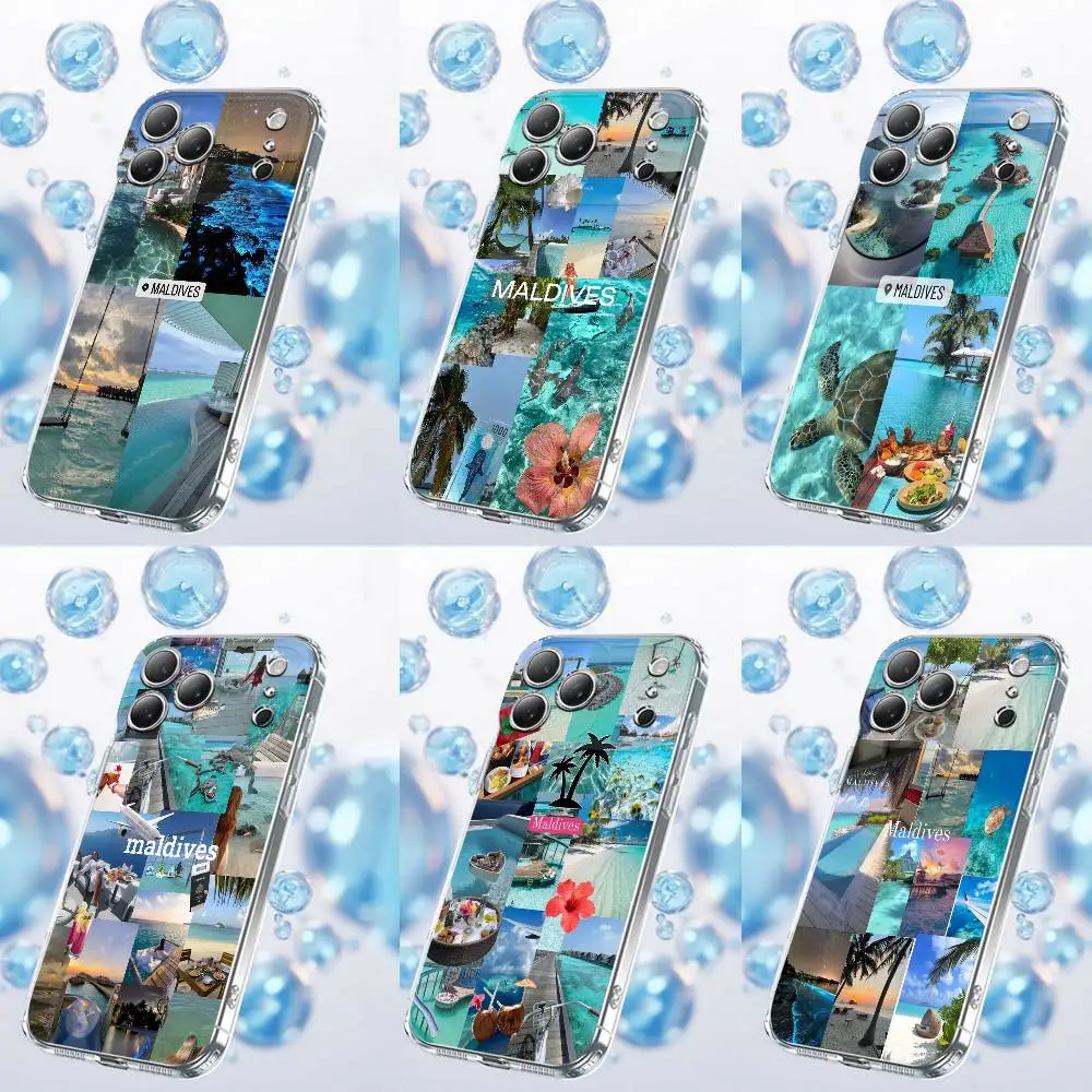

Maldives Ocean Sea Beach Phone Case For iPhone 17,16,15,14,13,12,11 Plus,Pro,Max,Plus,E,SE4,Air,Mini Transparent