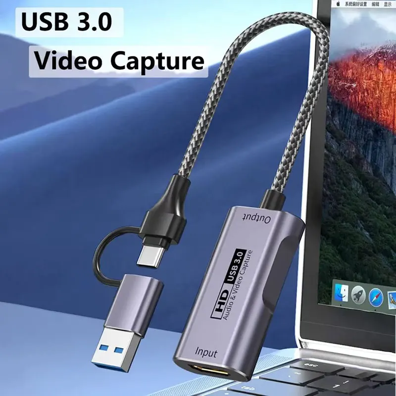 

USB 3.0 Video Capture HDMI-compatible 4K 30Hz input 1080P 60fps HD Recording For Switch PC PS5 4 Camera Live Stream Record Meeti