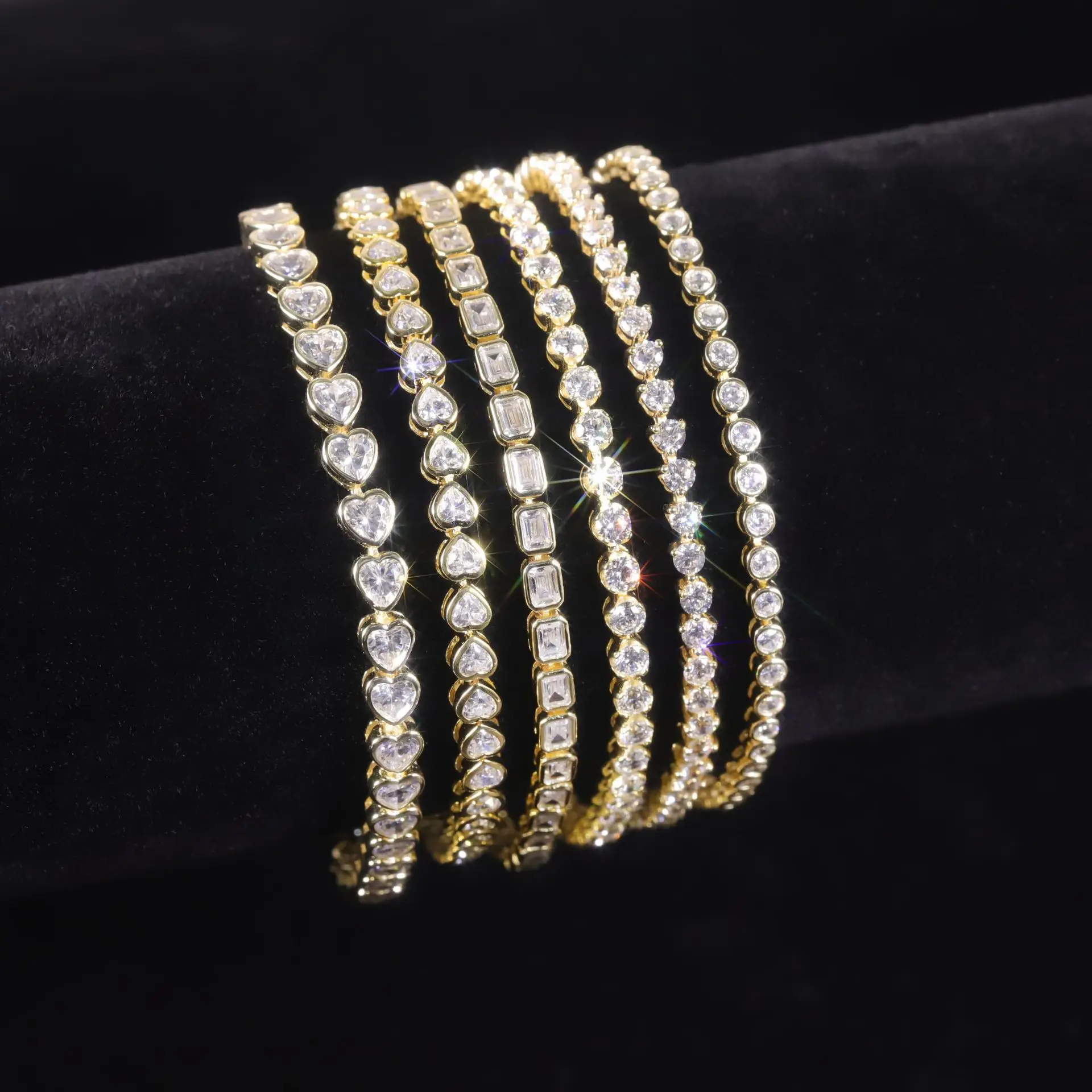 14K 18K Solid Gold Pear Cut Moissanite Tennis Bracelet Teardrop 0.35ct Lab Diamond Chain Fine Jewelry Wedding Gift for Women