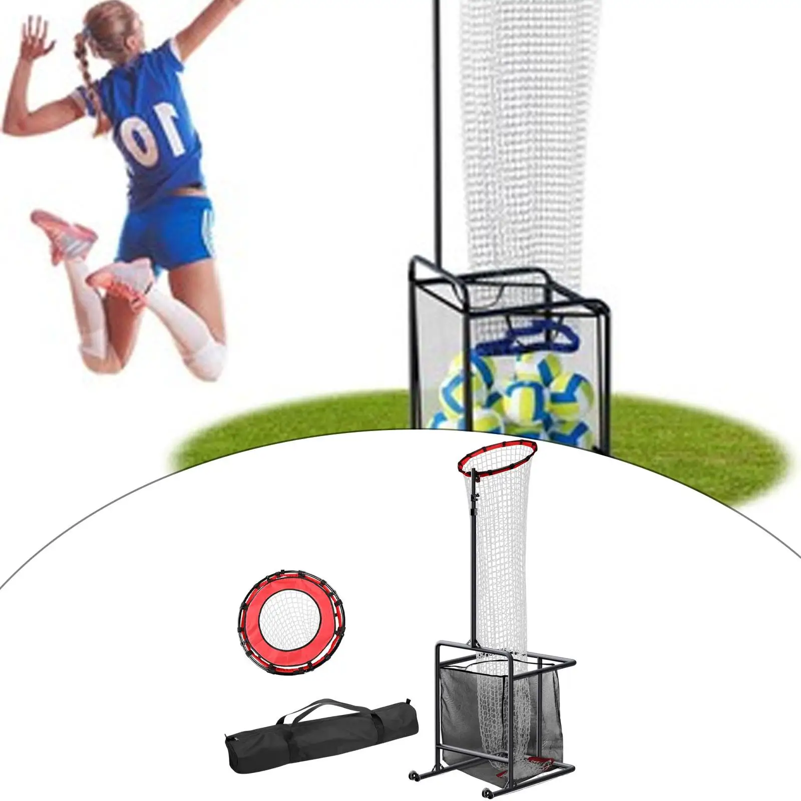 

Volleyball Setter Training Net with Wheels Indoor Outdoor Training Equipment