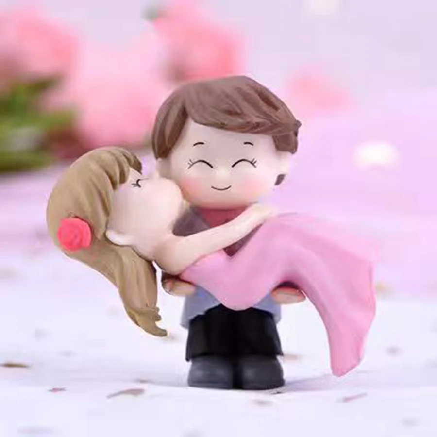 Cartoon Bräutigam hält Braut Kuchen Dekoration Ornament Valentinstag Paar Hochzeitstag Backen Dekoration – Detail 4