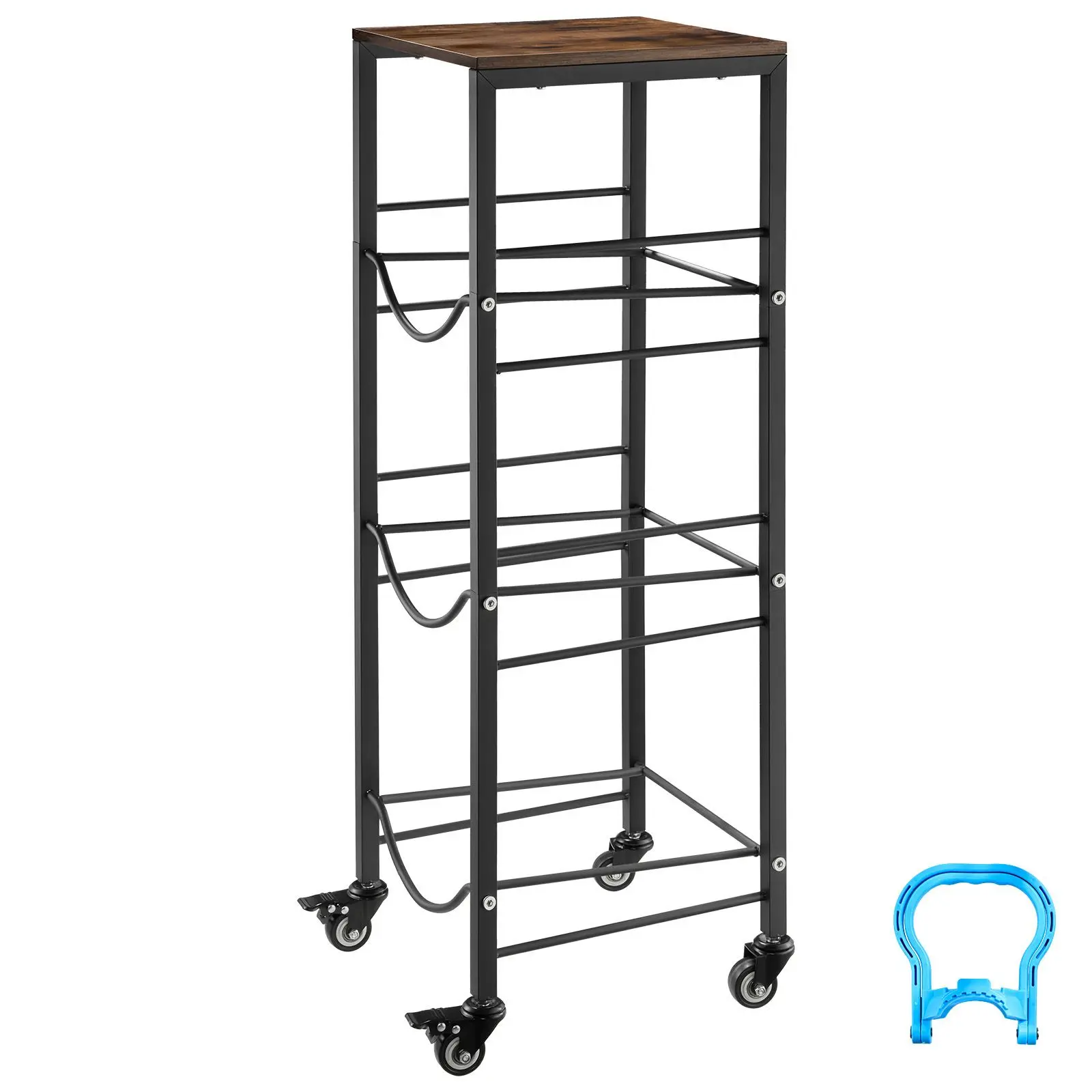 Water Jug Holder, 4 Tiers 3 and 5 Gallon Water Bottle Holder for 3 Bottles, Heavy Duty Jug Rack Organizer with Storage Shelf and
