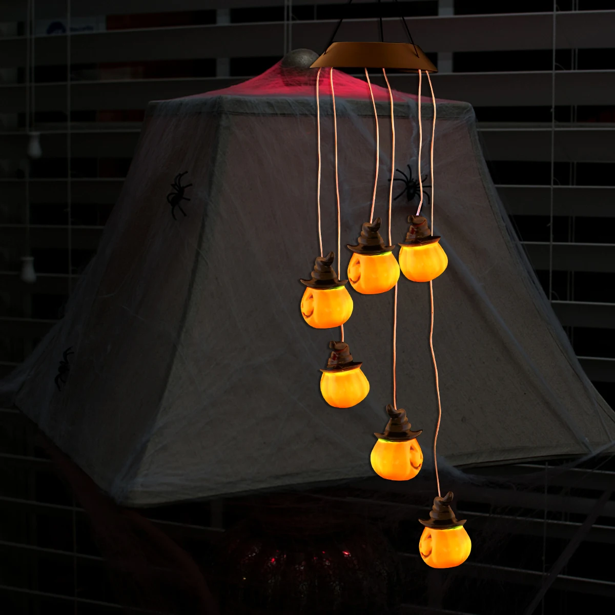 

Hanging Pumpkin Chime Lamp Outdoor Ornaments Garden Decorative Electronic Component Halloween Decorations Chimes for
