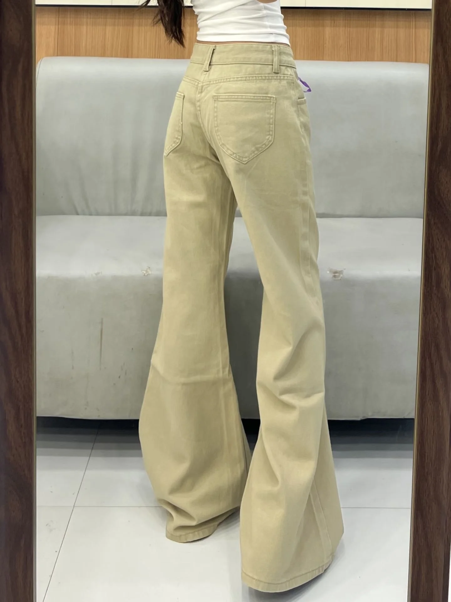 ハイウエスト裏起毛フレアジーンズ レディース 秋冬 プラスサイズ ストレートレッグ ルーズ アンクル丈パンツ アメリカンスタイル