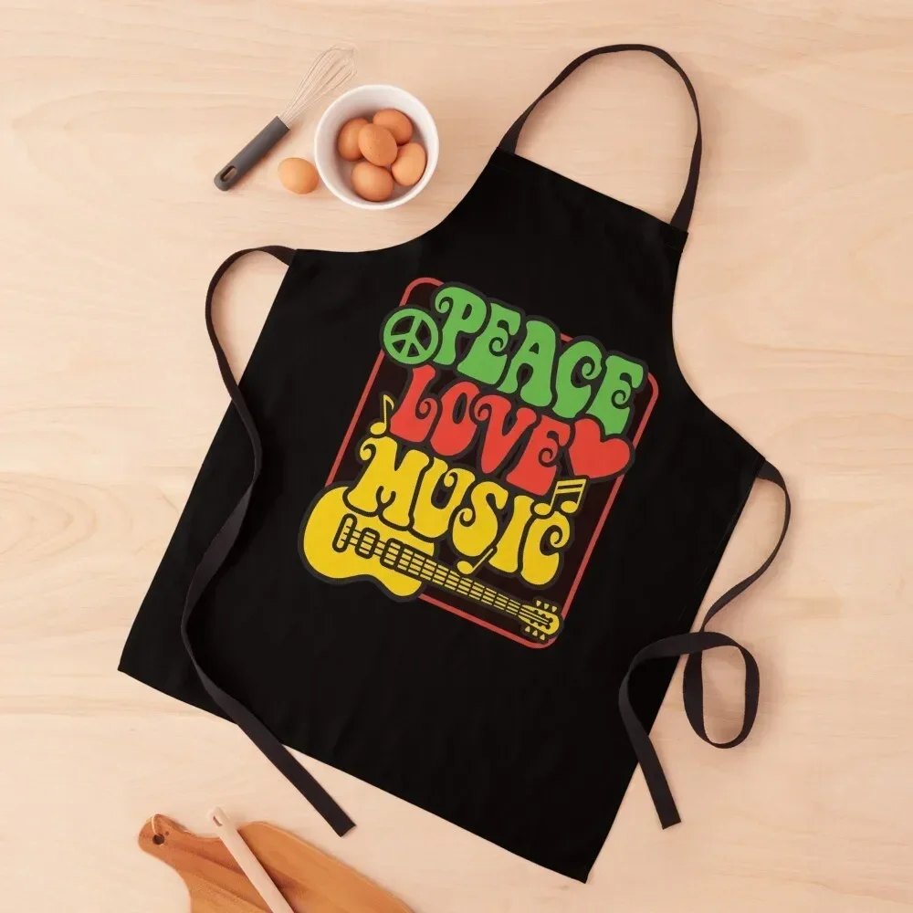 Rasta Peace, Love, Music Apron Kitchen Kitchens For Men Kitchen Man Ladies Apron